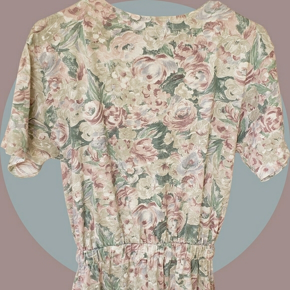 Vtg 90s muted floral abstract jersey knit romper - Picture 11 of 12